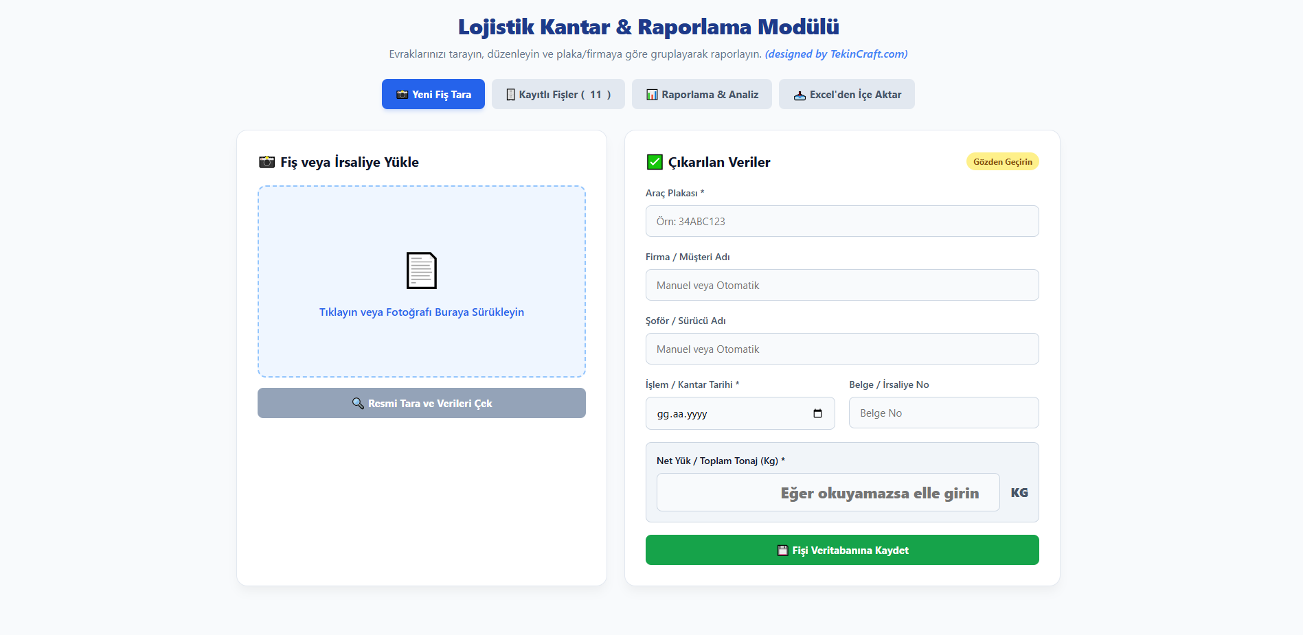 Lojistik Tonaj Raporlama